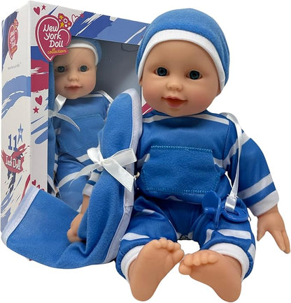 The New York Doll Collection 11 inch Soft Body Baby Doll in Gift Box - 11" Baby Doll Toy for Kids, Boys, Girls and Toddlers - Baby Doll Pacifier Accessory Included