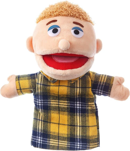 1 Pcs Family Hand Puppets 12 Inch Grandparents, Mom & Dad, Brother & Sister Plush Hand Puppet Toys Role-Play Toy Puppets for Kids Storytelling Imaginative Pretend Play Teaching Preschool(Brother)
