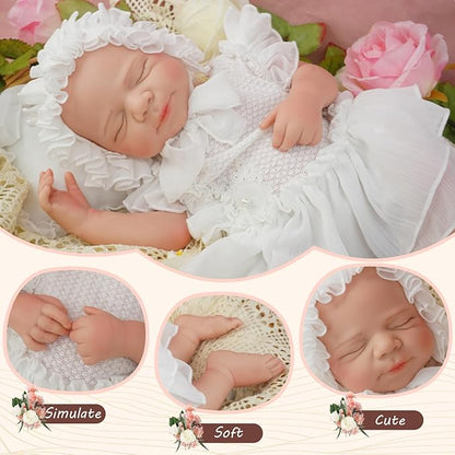 Full Silicone Reborn Baby Doll, 20 Inch Lifelike Newborn Girl, Reborn Baby Dolls Silicone Full Body Sleeping for Therapy & Memory Keepsake
