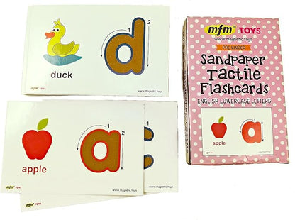 MFM Toys Sandpaper Alphabets Letters Numerals Flashcards Tactile - Early Learning Aid (Uppercase, Lowercase Combo)