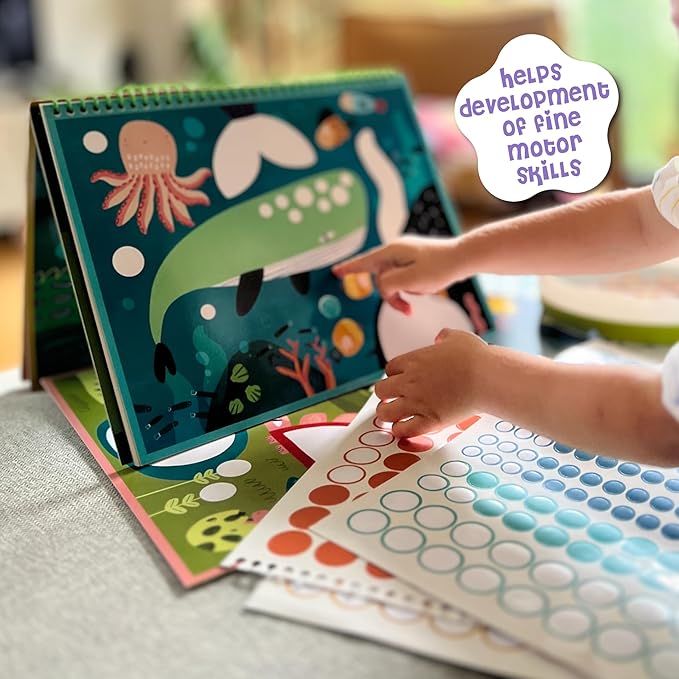 DINO MINI Dot is Fun! - Imaginative Paint by Sticker Kit for Kids - Dot Art Sticker Book for Toddlers 3-5 - Stocking Stuffers for Kids - Sticker Art Book for Toddlers (Dinosaurs)