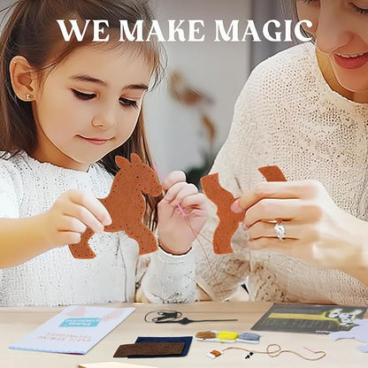 Sewing-Kit for Kids Ages 8-12, Horse Craft Sew Your Own Stuffed Animal of 5 DIY Projects, Unicorn Pony Toy Gift for Girls Boys