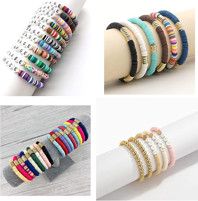 3000Pcs Clay Beads Flat Round Polymer Bead Vinyl Heishi Beads Flat Round Polymer Bead Flat Clay for Jewelry Making Necklace Bracelet (02-Light Yellow)