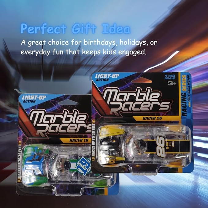 LED Light Up Pull Back Blue Race Car, Toy Vehicle for Kids 3 and Up