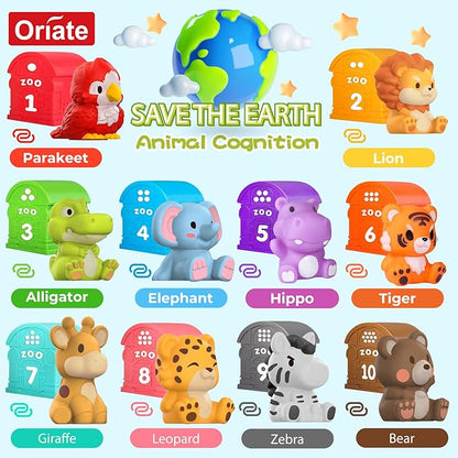 Oriate Animal Toddler Learning Toys, 20Pcs Zoo Animals Sensory Toys for Toddlers 1-3, Counting Animals Color Sorting Montessori for Babies, Birthday Gift Party Favors, Kids Prize Box, 12+ Months