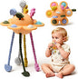 Silicone Baby Sensory Montessori Toys & Pull String Teething Toys for 6-12-18 Months, Toddler Birthday Gift Car Seat Airplane Travel Toy for 1 2 Year Old Boy Girl Infant 8 9 10 Months Old (Orange)
