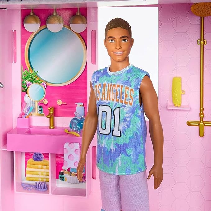 Barbie Dreamhouse, Pool Party Doll House with 75+ Pieces and 3-Story Slide, House Playset, Pet Elevator and Puppy Play Areas