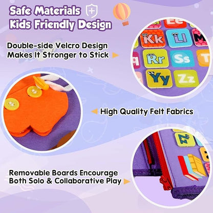 Winblo Toddler Busy Board - Montessori Toys for Toddler Girl Birthday Gift - Busy Book for Toddlers 3-5, Montessori Educational Learning Sensory Travel Activities Toys for Kids Ages 3-5