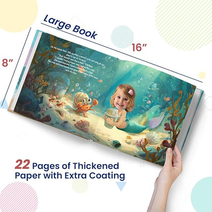 Personalized Mermaid Adventure Book – Magic Pearl Necklace | Custom Name & Photo Children's Story Book | ELFINK (Softcover)