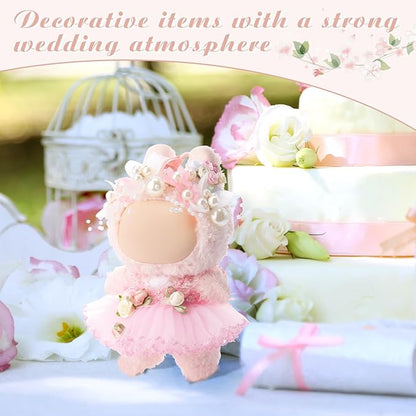 3 Pcs Wedding Outfits Dress for 6.7 Inches Doll Wedding Clothe Set Include Cute Headpiece Popular Dress Accessories, No Doll(Classic Style,Pink)