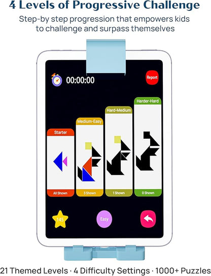 Qxtamo® Innovative AR Tangrams Puzzles Games, 1000+ Animated Sensory Toys, Family Travel Learning Education STEM Toys Birthday Gift Party Favors for Kids Children Boys Girls Teens, Ages 3+ Year Old