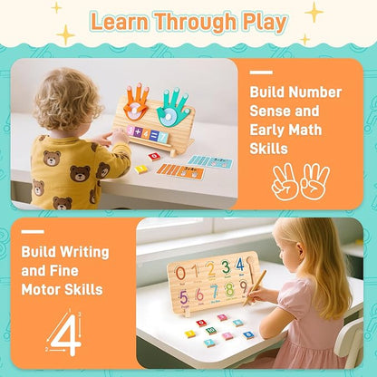 LovesTown Preschool Learning Toys for Toddler, Educational Math Manipulatives Montessori Toys Number Counting Blocks for Kids Birthday Gifts