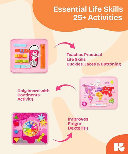 Toddler Busy Board Montessori Toys for Toddlers 1-3 Year Old Educational Activity Book Board Sensory Travel Toys Ages 2-4 Preschool Learning Fine Motor Skills Toy Quiet Book Gift for Kids