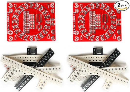 2Pcs SMT SMD Component Welding Practice Board Rectifiers CD4017 NE555 Soldering Skill Training Board Flowing Water Light Kit DIY Electronic Kit Mini Practice Board Easy SMD
