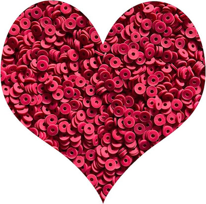 3000Pcs Clay Beads Flat Round Polymer Bead Vinyl Heishi Beads Flat Round Polymer Bead for Jewelry Making Necklace Bracelet (16-Deep Red)
