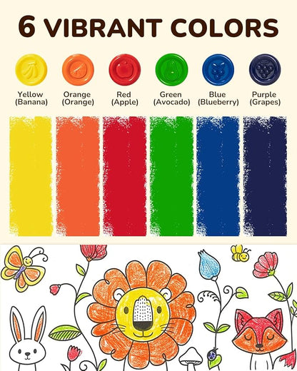 6 Colors Egg Crayons for kids, Palm-Grasp Non Toxic Jumbo Washable Crayons for Kids, Fat Brain Toys for Art Supplies and Perfect Gifts for Boys and Girls