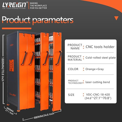 CNC Tool Holder Vertical Drawer Cabinet, Large Capacity CNC Tool Storage Cabinet, CNC Tool Holder Station Suitable for Warehouse Workshop Machining Centers