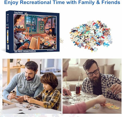 500 Piece Puzzles for Adults Cozy Room 20.5 x 15 Inch 500 Piece Jigsaw Puzzles for Kids Adults Puzzles 500 Pieces for Adults Holiday Educational Challenge Toy