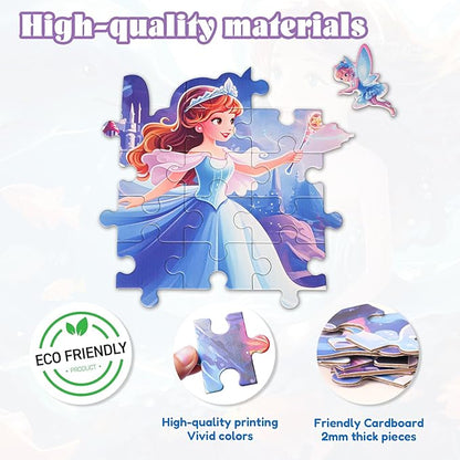 Princess Floor Puzzles for Kids Ages 4-6, 54 Pieces Magical Princess & Castle Floor Puzzles for Kids Girls Ages 3-5, Learning Educational Jigsaw Puzzles Toys Great Gifts