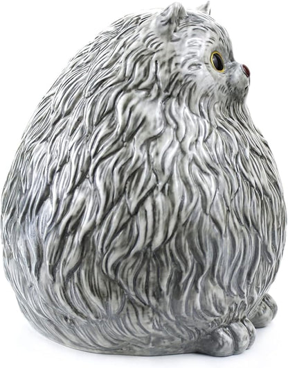 Winsterch Ceramic Piggy Bank for Boys and Girls - Money Saving Box for Kids and Adults, Grey Cat Design, 7.49 x 5.9 Inches