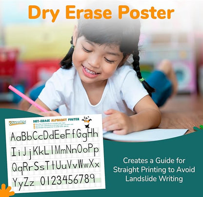 Channie’s Visual Two Sided Large Dry Erase Alphabet & Numbers Poster Board - Size 22” x 17”, Ages 3 and Up, PreK – 2nd Grade - Homeschool Learning Supplies for Summer School Teaching