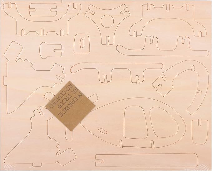 Georgie Porgy 2 Packs of 3D Wooden Puzzles, DIY Models Kits for Kids, Dinosaur Animal Airplane Car Woodcraft Construction Toy DIY Projects (Biplane Helicopter)