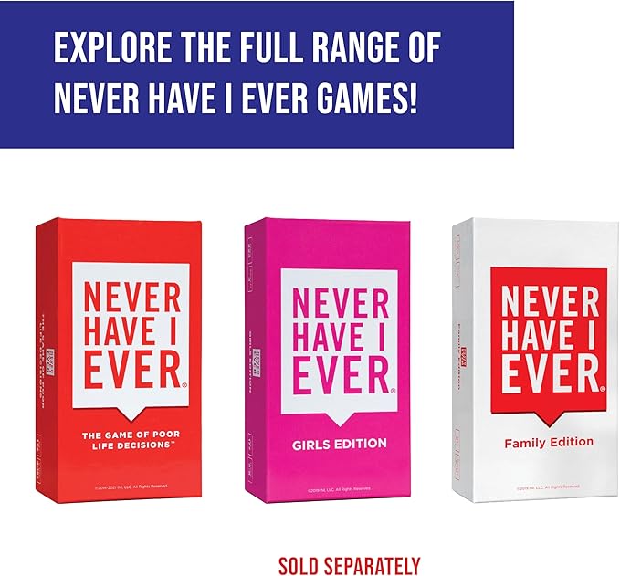 Never Have I Ever | The Kinda Dirty Classic Edition Adult Party Game of Poor Life Decisions for Interactive Game Night | Funny Outgoing Interactive Adult Icebreaker for Groups | Ages 17+ Rated