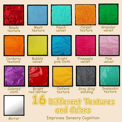 16 Set Sensory Mini Mats Assorted Textured Sensory Floor Tiles - Sensory Walls, Early Sensory Exercise Sensory Mats Sensory Toys for Autistic Children Kids Baby Toddler Fidgeting Activity