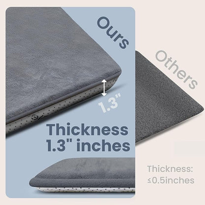 Baby Play Mat for Floor,1.3" Thick Elasti-Foam 50"×50" Playpen Mat for Tummy Time,Water Repellent Soft Coral Velvet for Toddler,Infant,Kids,Non-Slip Backing Safe for Crawling(Dark Grey)