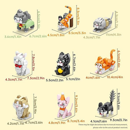 Party Favors Kids Building Blocks Cats 9 Packs Pool Party Favors Building Set for Birthday,Cat Mini Building Sets for Birthday, Classroom Prizes, Easter for Boys and Girls