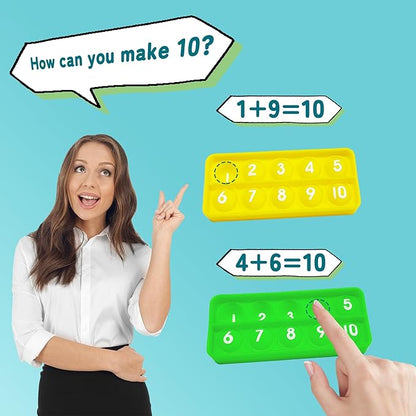 Ten-Frame Counting Toys, 10-Frame Bubble Popper Fidget Toys, Number Math Games, Montessori Educational Toy for Preschool Kindergarten Classroom Learning Activities Kids 3 4 5 Year Old