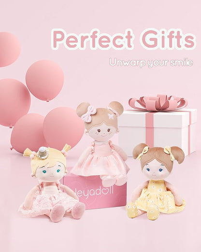 LeyaDoll Soft Baby Doll Toys (16''), My First Baby Rag Doll for 1 Year-Old Girl Birthday Gift, Christmas Plush Toys Gift for Toddler Kids Infants-Daydream-Princess-Wish