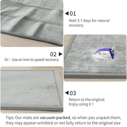 ACOMOPACK Baby Play Mat for Floor 1.3" Thick Memory Foam Play Mat 39"×59" Tummy Time Crawling with Non-Slip Bottom for Living Room,Nursery,Soft Velvet Playpen Mats for Kids,Infants（Light Grey）