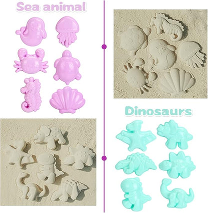 Tagitary Beach Sand Toys Set for Kids 3-10 with Bucket Watering Can Shovel Rake Sand Molds Beach Shell Bag