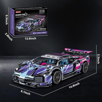 1329 Piece Sports Car Building Blocks Toys Boys or Adults Kits, 1:14 Race Car Model Building Set, Adult Collectible Model Cars Set to Build, STEM Super Cars Sets for Boys Girls Age 6-12, 8-14