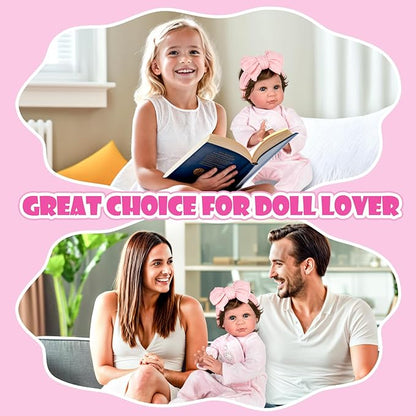 Aori Reborn Baby Dolls 22 Inch Realistic Girl - Lifelike Weighted Newborn Toddler with Feeding Bottle & Magnetic Pacifier, Handapplied Wig Hair, Soft Body, Gift for Kids 3+,Collectors