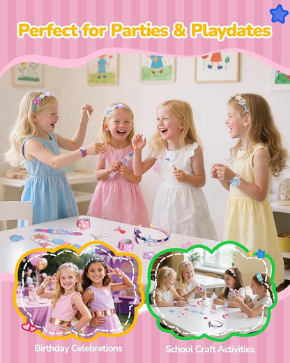 TECJOE DIY Headband Making Kit, Including Headbands & Slap Bracelets, DIY Hair Accessories Set, Arts and Crafts Gifts for Girls, Girl Toys for Age 3–10