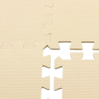 Yostrong® 18 Tiles Interlocking Puzzle Foam Baby Play Mat with Straight Edges for Playing - EVA Babies Crawling Mat | Rubber Floor Work Out Mats for Home Gym. Beige. YOC-Jb18S18