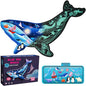 OLMZIHYVD Floor Puzzles for Kids Ages 3-5, 106 Pieces Glow in The Dark Whale Puzzle, Educational Gifts for Boys Girls and Animal Lovers, Ideal for Indoor and Outdoor Play, 27.8" × 21.5"