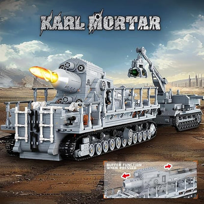 DUANT FC4303 1: 26 Karl Heavy Mortar Building Blocks Set, 2875 Pieces WW2 German Army Karl Mortar Vehicles Model, MOC Collectible Kit for Adults/Military Enthusiasts