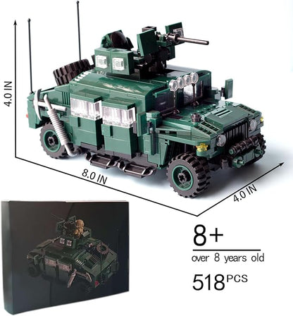Military Vehicles Building Blocks (500 Pieces Kits), M1151 Armored Vehicle Model Designed for Kids (8+Years) Adults and Car Lovers