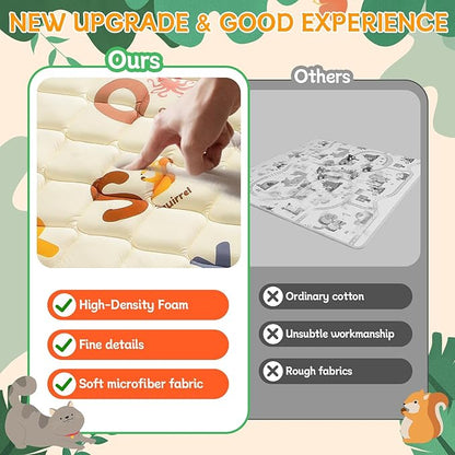 Baby Play Mats for Floor - 79”x71” Playmat for Baby and Toddlers Infants - Foam Play Mat - Infant Mats for Floor Play Thick - Tummy Time Floor Mat - Animals Alphabet