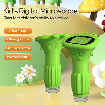 Kids Microscope Pocket Microscope -1000X Portable Microscope for Kid | Photo and Video Mini Microscopes | 2'' Digital Little Scientist Microscopes for 3-10 Age Years Old Boys Girls Toys Gifts