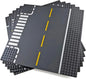 Apostrophe Games Road Baseplate – Premium Building Blocks Base Plates Compatible with All Major Brands – 6pcs Baseplate Gray with Road Design – Straight, Curve, Crossroad, T-Junction