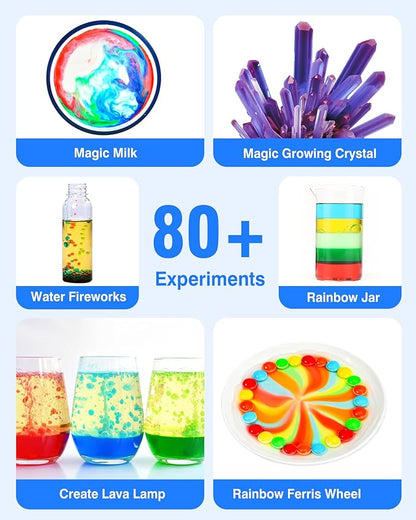 80+ Science Experiment Kit for Kids Ages 5-6-7-8, Birthday Gift Ideas for 4+ Year Old Kid, STEM Learning & Educational Toys, First Science Kit for Boys Girl