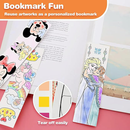 Paint with Water Coloring Books for Kids, Pocket Mess Free Watercolor Painting Kit, Water Color Paint Set Arts and Crafts Gift for Girls Ages 4 5 6 7 8+, Travel Activity Toy - Mermaid