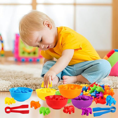 USATDD Counting Animal Toys Color Matching Games Preschool Learning Activities Sorting Stacking Toys Math Couting Educational Sensory Montessori Toy for Toddlers Kids Ages 3 4 5