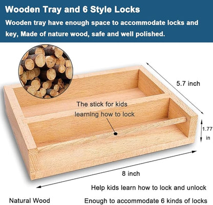 Montessori Lock and Key Toy Set for Toddlers, Educational STEM Lock Toys Matching Games Set with Wooden Tray for 3-5 Year Old Kids