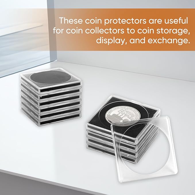 40 Pcs 20-40mm Acrylic Coin Collection Cases with Sponges, Adjustable Coin Holders, Silver Dollar Protection Cases for Collectors, Coin Collection Supplies(20/25/30/35/40mm)