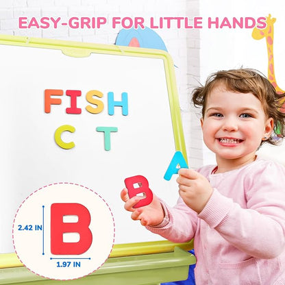JoyCat Wooden Magnetic Letters and Numbers, Large ABC 123 Alphabet Fridge Magnets for Toddlers & Kids, Uppercase Letters, Math Symbols, Preschool Educational Learning Refrigerator Toy Set (63 PCS)